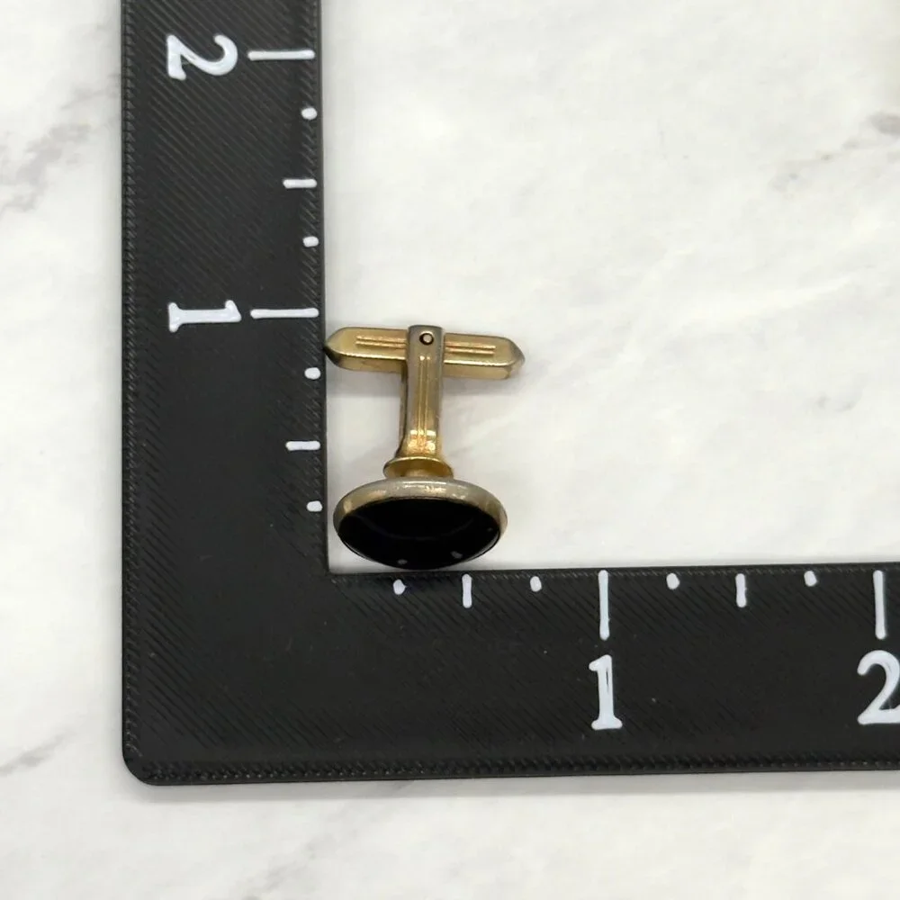 Vintage Hickok Gold Tone Blue Glass Cabochon Cufflinks Mid Century MCM